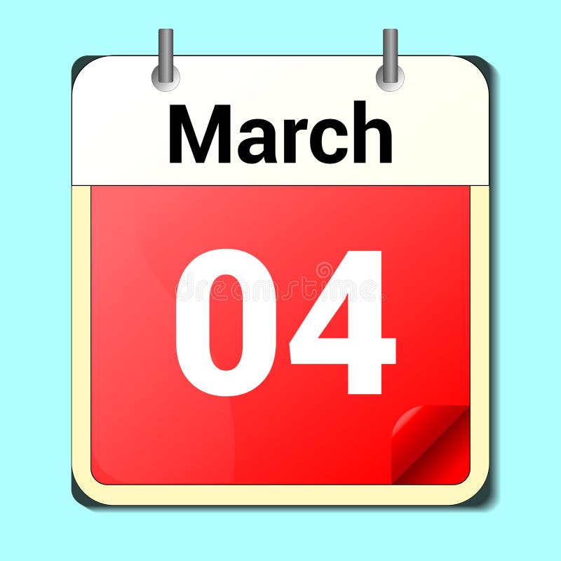 Day on the Calendar, Vector Image Format, March 4 Stock Vector
