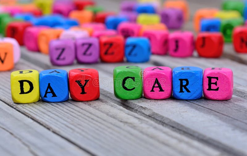 Day care words on table