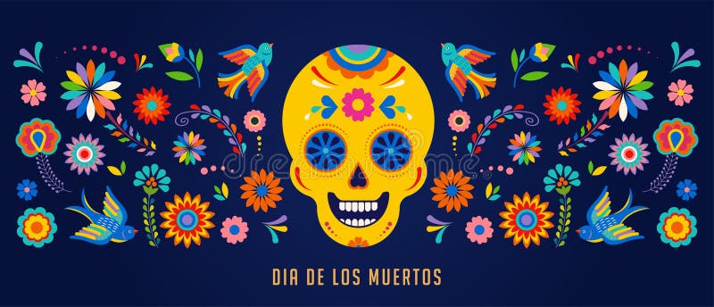 Day of the dead, Dia de los muertos background, banner and greeting card concept with sugar skull.