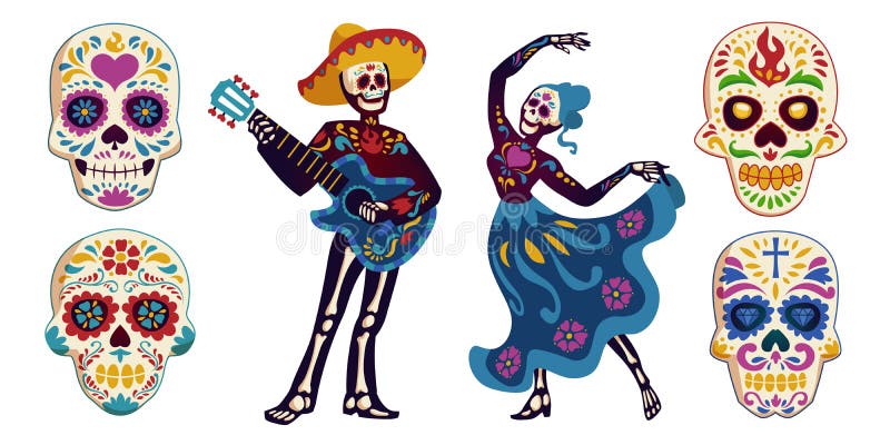 Dia De Los Muertos Sugar Skull Mexico Dancer Figurine Day Of The Dead Vivas C... 