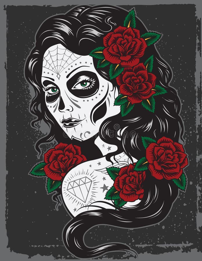 Day of dead girl illustration