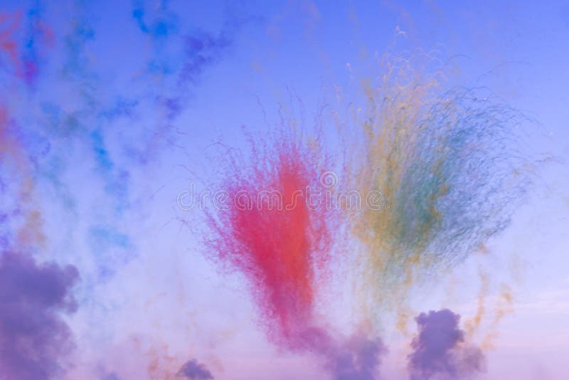 Day Fireworks Made with Color Bombs Exploding Smoke Paint Stock Image