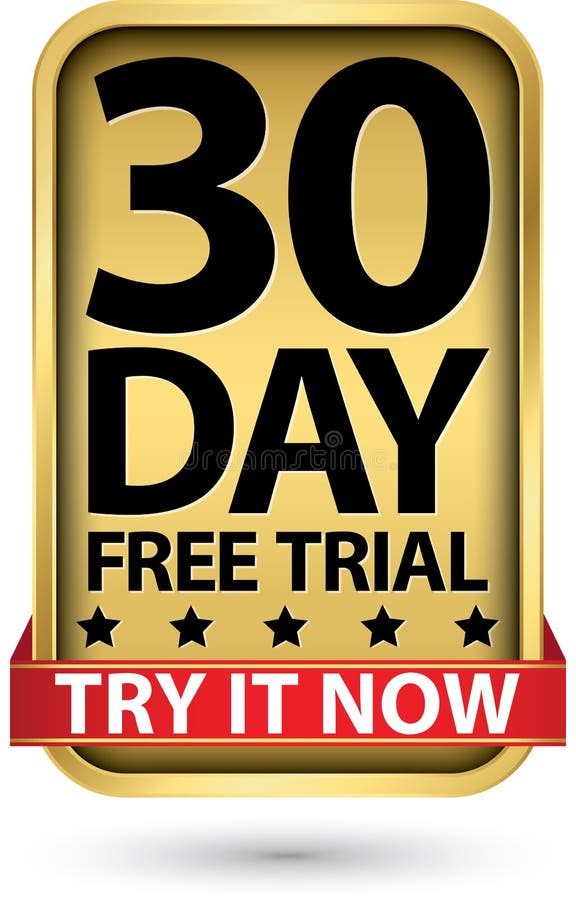 30 Day Free Trial Try it Now Golden Label, Vector Illustration Stock