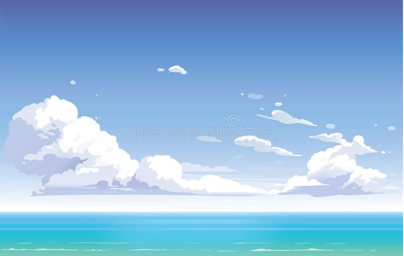 Day Landscape Sky Clouds. Summer at Sea. Stock Vector - Illustration of  nature, cloud: 171922549