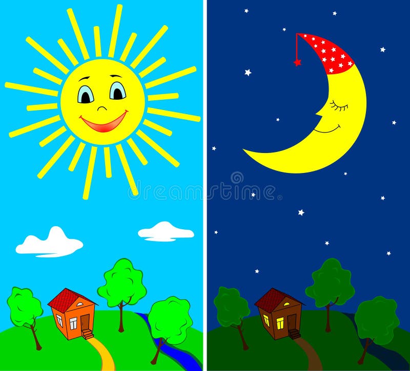 Day and night stock vector. Illustration of cartoon, outdoor - 20502236