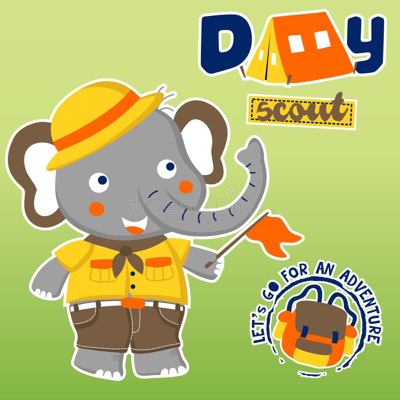 Nice elephant cartoon the funny scout vector illustration Nice elephant cartoon the funny scout vector illustration