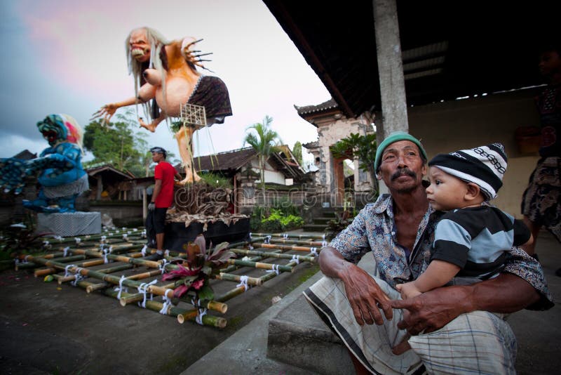 Unidentified child during the celebration of Nyepi - Balinese Day of Silence on March 22, 2012 in Ubud, Bali, Indonesia. The day following Nyepi is also celebrated as New year. Indonesia bali ubud stock images, royalty-free photos and pictures