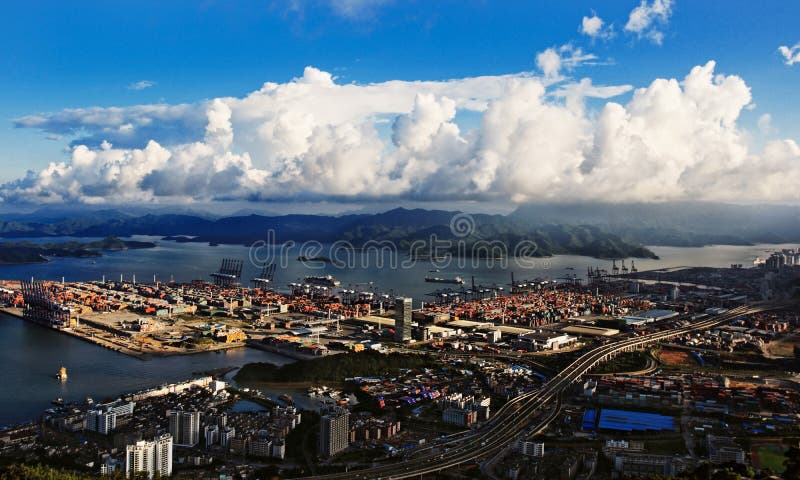 Day view of harbour at Yantian port Shenzhen China