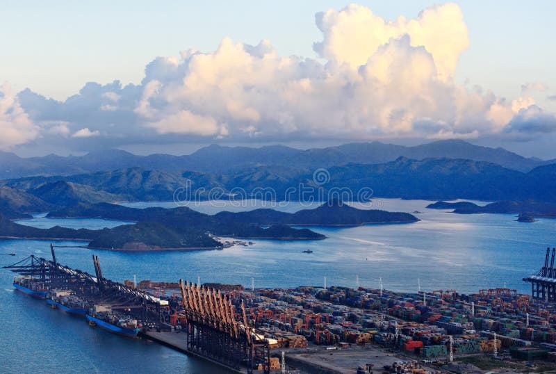 Day view of harbour at Yantian port Shenzhen China