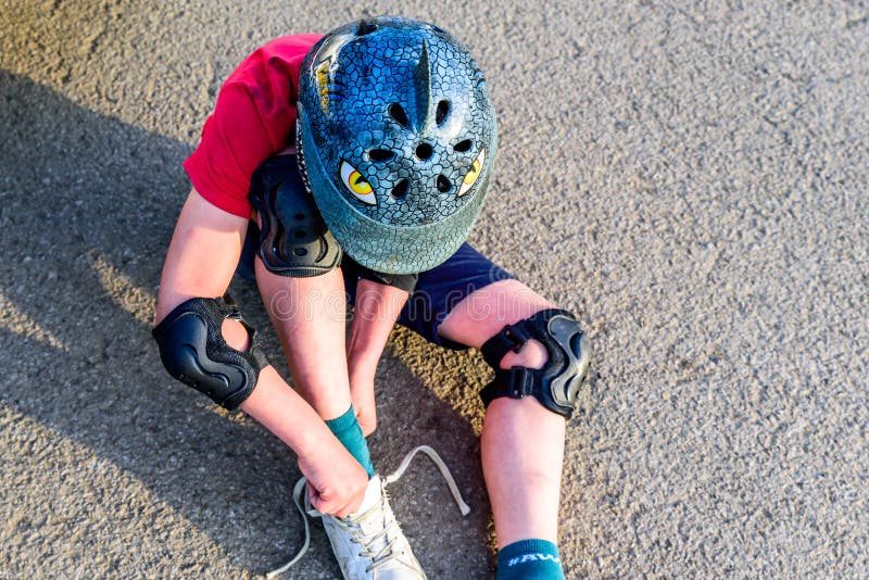 Day View Teen Boy Change Boot on Car Parking Stock Image Image of