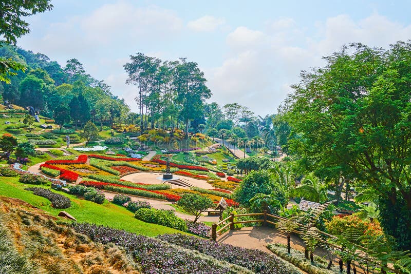 Pleasant Walk In Mae Fah Luang Garden Doi Tung Thailand Stock