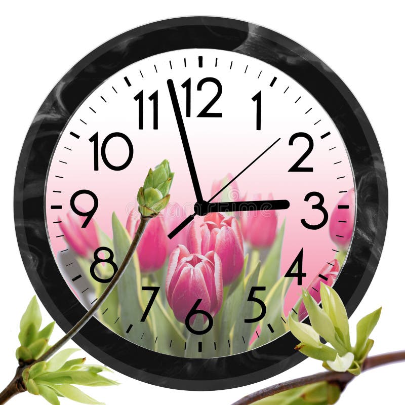 Daylight Saving Time DST. Wall Clock Going To Summer Time +1 Stock