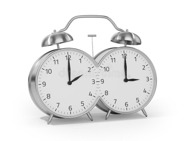 Daylight saving time dual alarm clock in the spring