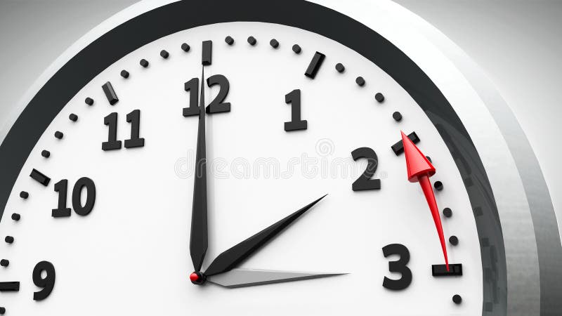 Clock switch to winter time (daylight saving time ends) on a white, three-dimensional rendering, 3D illustration