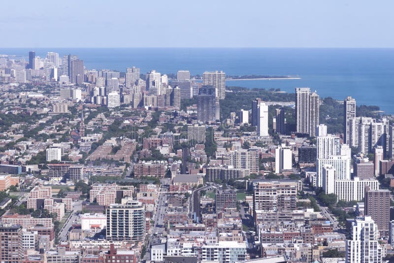 Daytime aerial view of Chicago