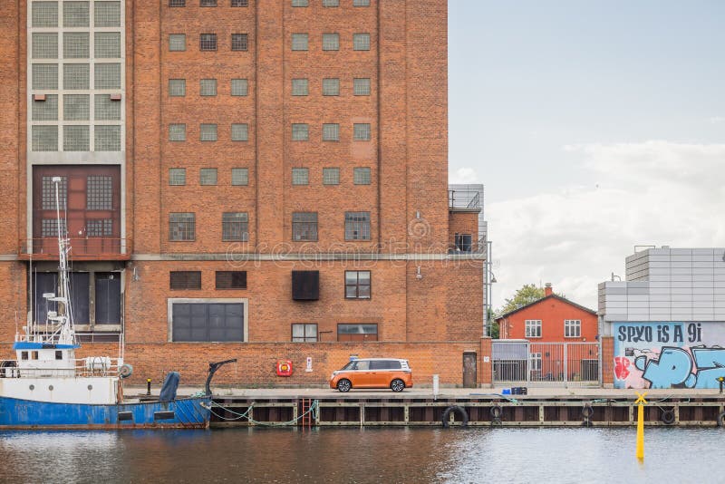 Daytime view of a harbor in Denmark stock image