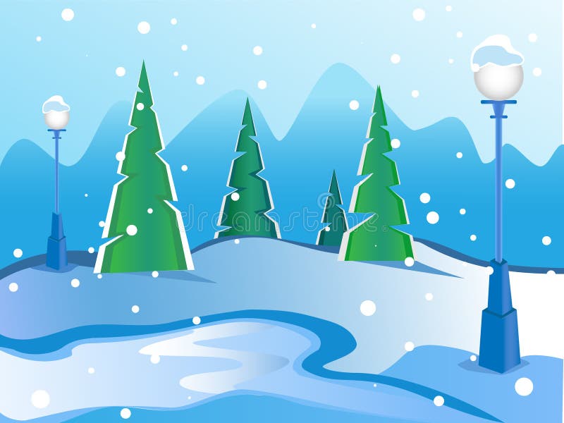 Daytime winter landscape. In the background the mountains. vector illustration Daytime winter landscape. In the background the mountains. vector illustration