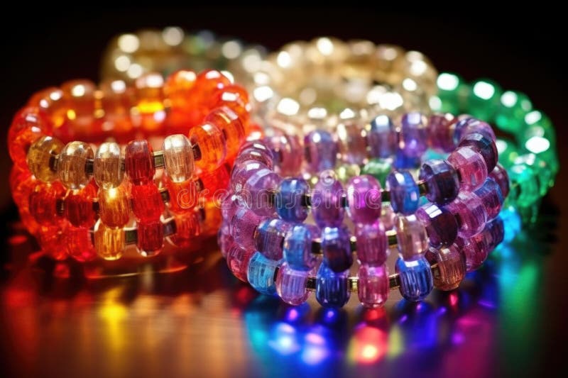 Dazzling bead bracelets under spotlight stock illustration