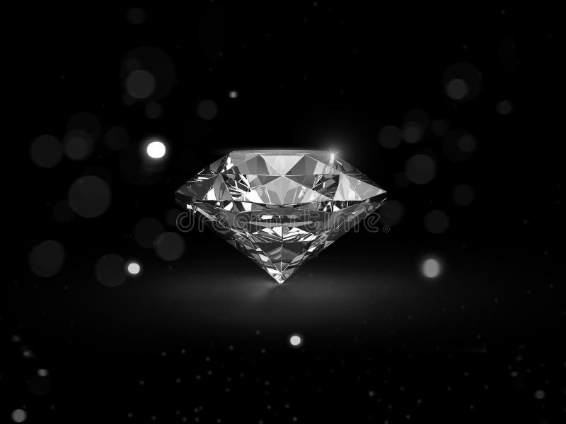 Dazzling Diamond on Black Background with Abstract Lights. Stock
