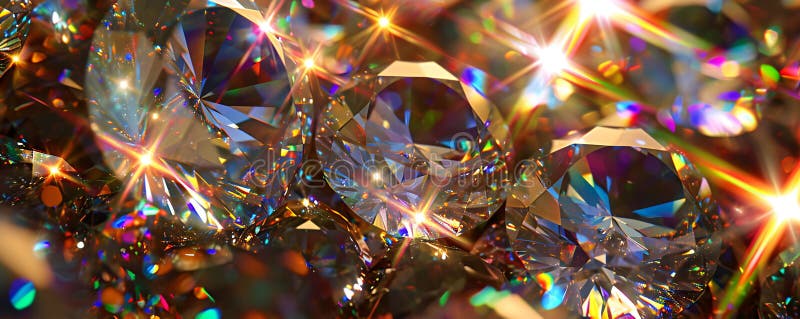 Dazzling Display of Sparkling Gems A Symphony of Light and Brilliance, Panoramic Banner stock photography