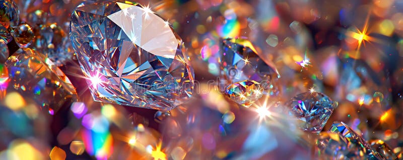 Dazzling Display of Sparkling Gems A Symphony of Light and Brilliance, Panoramic Banner stock photography