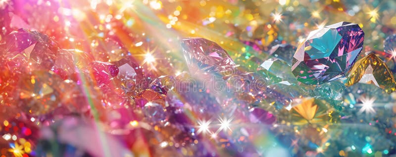 Dazzling Display of Sparkling Gems A Symphony of Light and Brilliance, Panoramic Banner.
