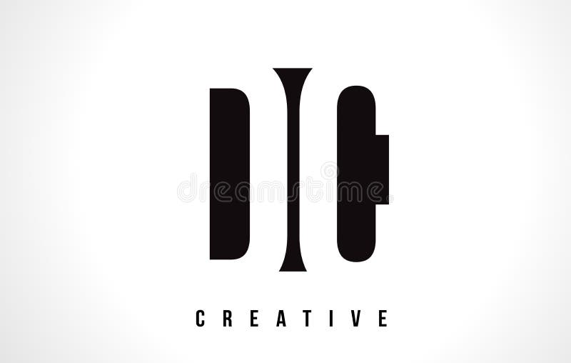 DC D C White Letter Logo Design with Black Square.