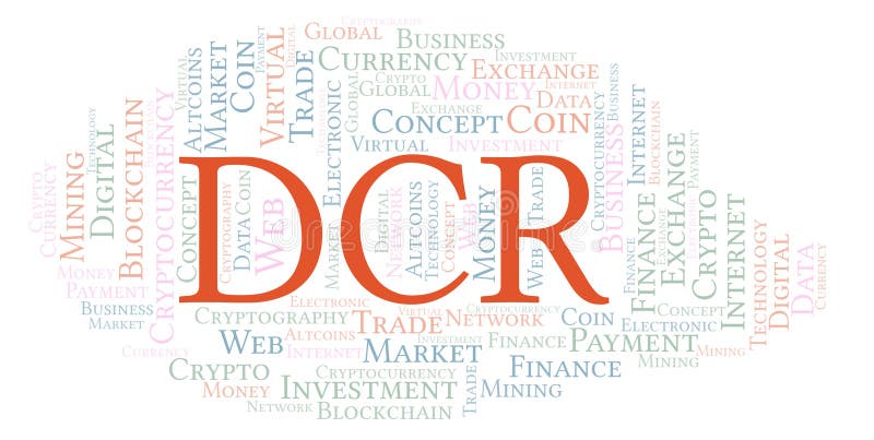 DCR或Decred cryptocurrency硬币词云彩 库存例证