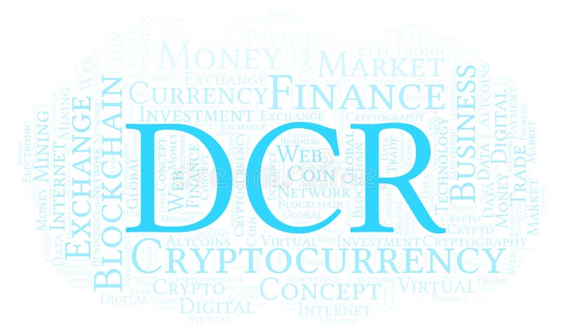 DCR或Decred cryptocurrency硬币词云彩 皇族释放例证