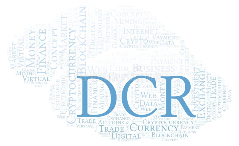 DCR或Decred cryptocurrency硬币词云彩 库存例证