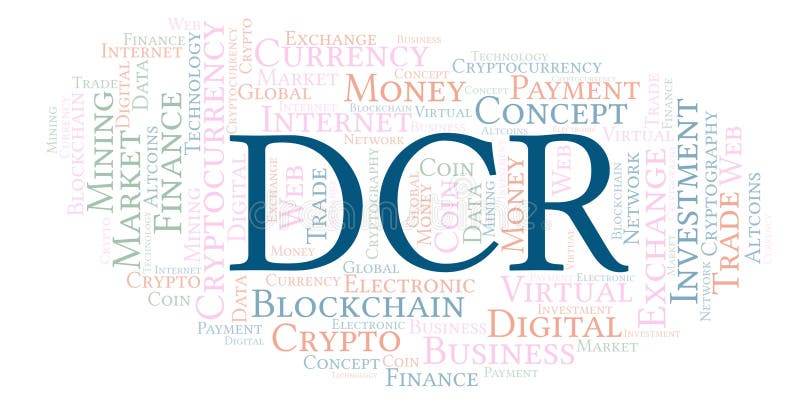 DCR或Decred cryptocurrency硬币词云彩 向量例证