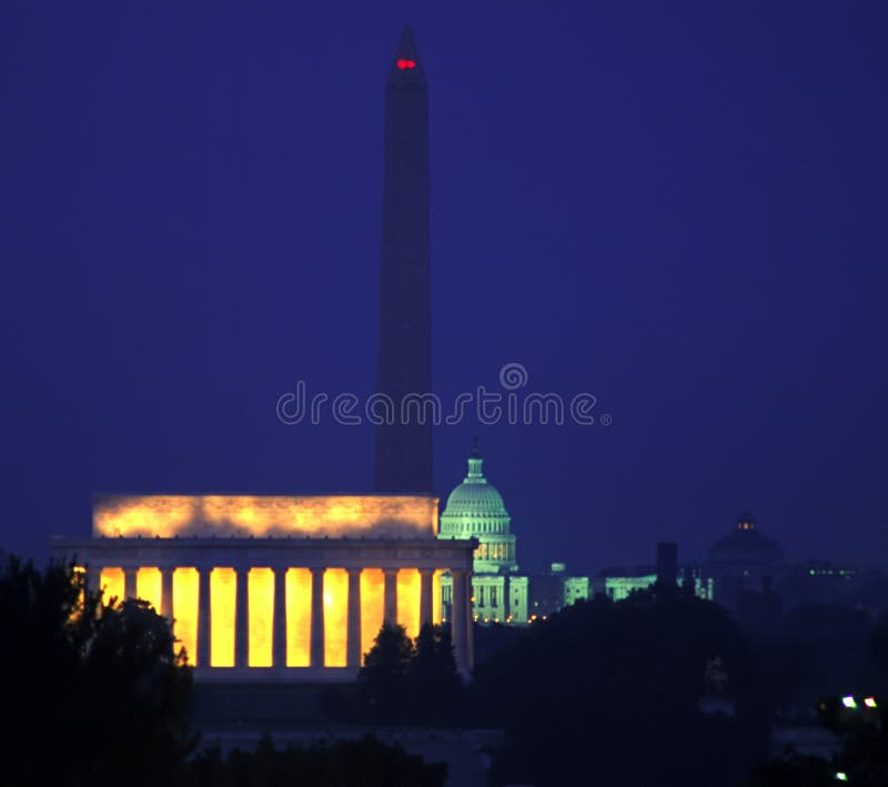 View of the Lincoln Memorial, Washington Monument and the Capitol Building. Washington, D.C. View of the Lincoln Memorial, Washington Monument and the Capitol Building. Washington, D.C.