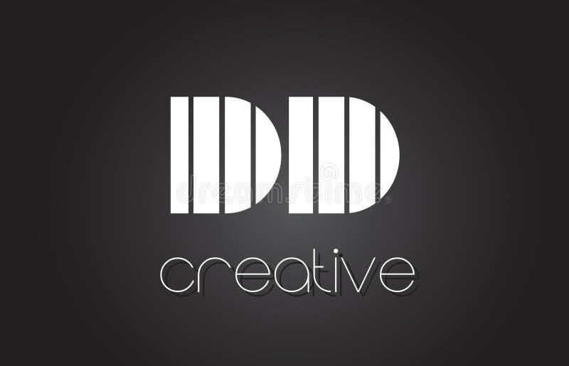 DD D D Black And White Lines Letter Logo Design. Stock Vector