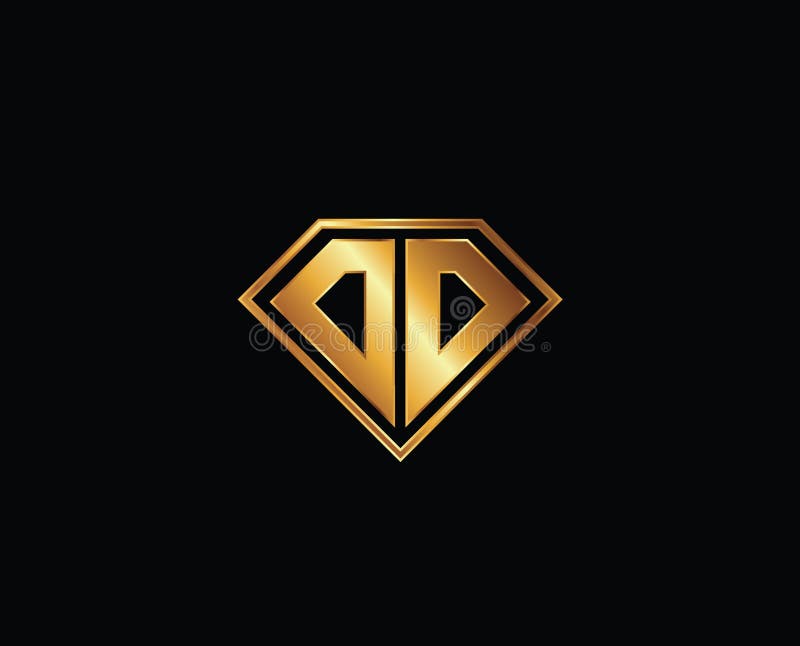 DD Diamond Shape Gold Color Letter Logo Design Stock Vector