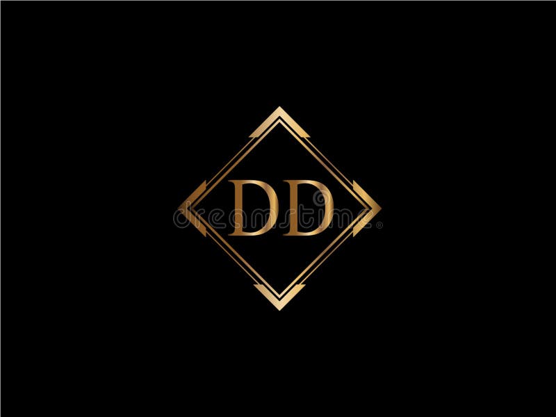 DD Initial Diamond Shape Gold Color Later Logo DesignX Stock Vector