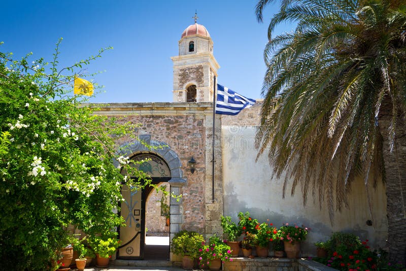 de 15de eeuwklooster Moni Toplou op Kreta royalty-vrije stock afbeelding de 15de eeuwklooster Moni Toplou op Kreta royalty-vrije stock afbeelding
