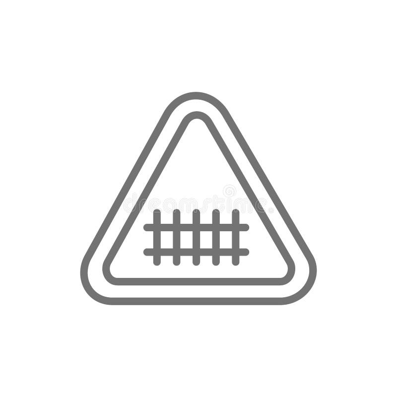 De aandachtsteken van de treinweg, de lijnpictogram van spoorwegsporen royalty-vrije illustratie De aandachtsteken van de treinweg, de lijnpictogram van spoorwegsporen royalty-vrije illustratie