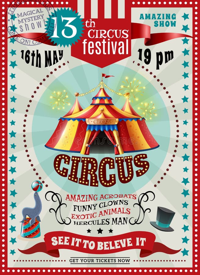 De Aankondigings Retro Affiche van het circusfestival royalty-vrije illustratie De Aankondigings Retro Affiche van het circusfestival royalty-vrije illustratie