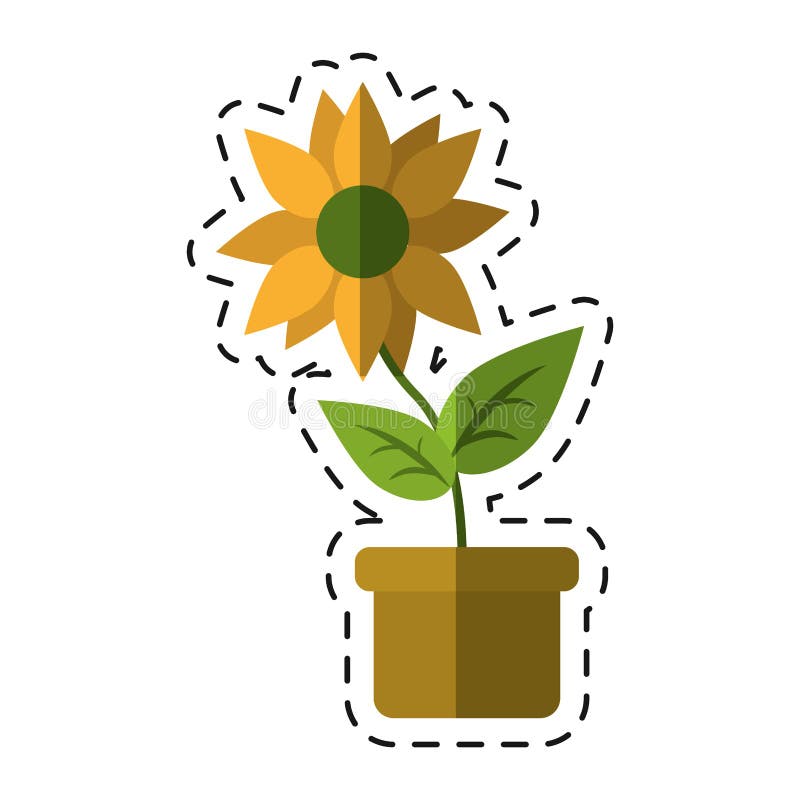 De aard van de de bladerentuin van de bloempot - gesneden lijn stock illustratie De aard van de de bladerentuin van de bloempot - gesneden lijn stock illustratie