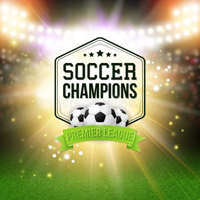 De abstracte affiche van de voetbalvoetbal Stadionachtergrond met helder royalty-vrije illustratie