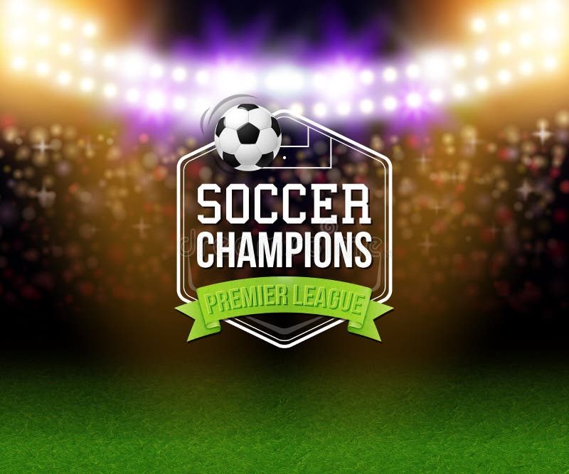 Abstract voetbalposter. Stadionachtergrond met heldere royalty-vrije illustratie