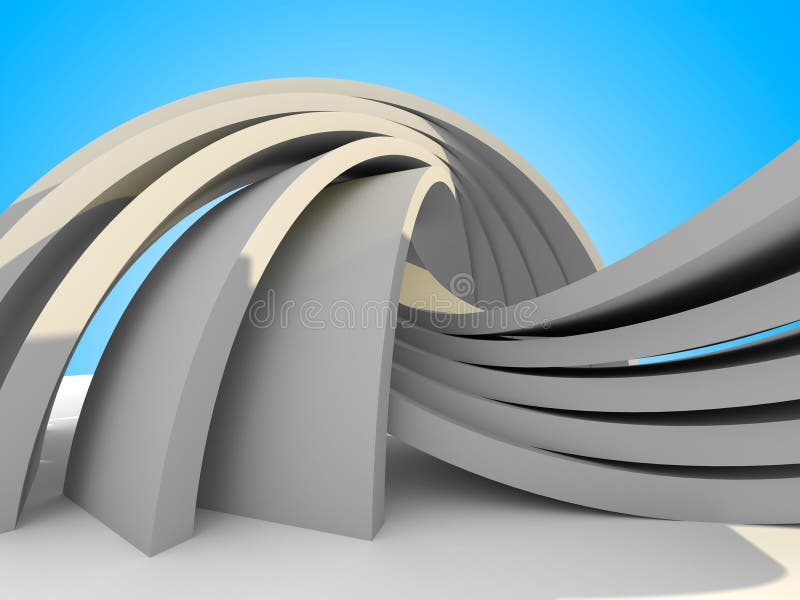 De abstracte Architectuur futuristische Bouw op Hemelachtergrond vector illustratie De abstracte Architectuur futuristische Bouw op Hemelachtergrond vector illustratie