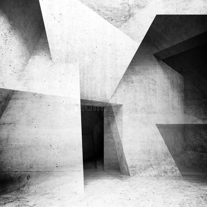 De abstracte concrete binnenlandse 3d achtergrond geeft terug royalty-vrije illustratie De abstracte concrete binnenlandse 3d achtergrond geeft terug royalty-vrije illustratie
