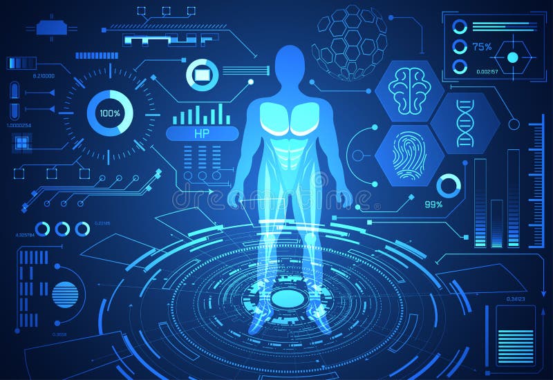 De abstracte digitale gezondheid van het concepten menselijke gegevens van de technologiewetenschap: vector illustratie De abstracte digitale gezondheid van het concepten menselijke gegevens van de technologiewetenschap: vector illustratie