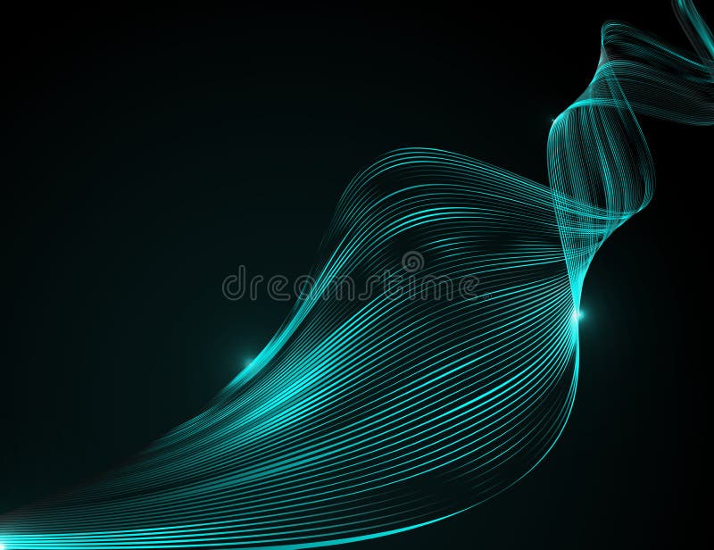 Abstract bright wavy lines on a dark blue background. Futuristic technology illustration design. The pattern of the wave line. Abstract modern background for web site, business. Vector graphics. Abstract bright wavy lines on a dark blue background. Futuristic technology illustration design. The pattern of the wave line. Abstract modern background for web site, business. Vector graphics