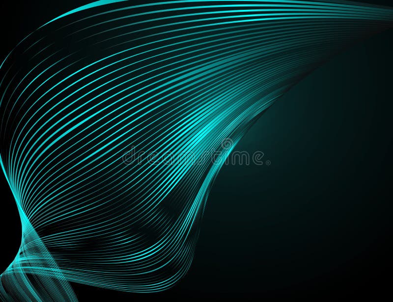 De abstracte heldere golvende lijnen op een donkerblauwe achtergrond Futuristische technologieillustratie ontwerpen het patroon v