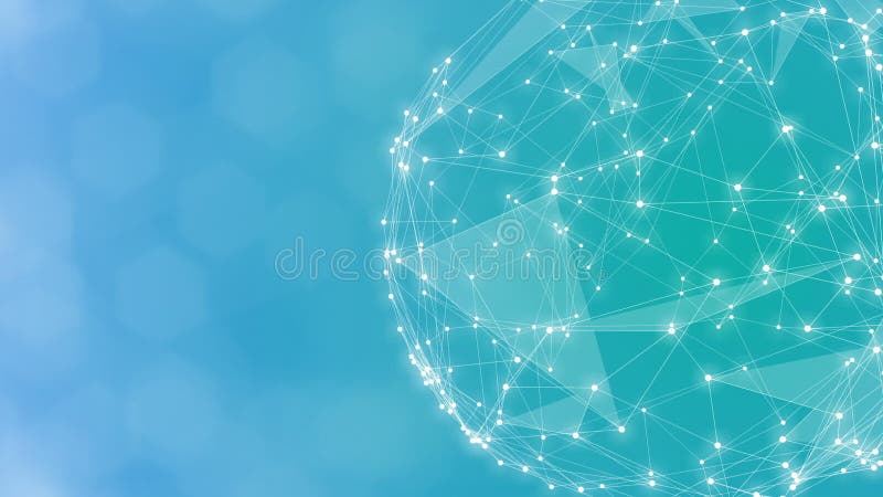 De abstracte veelhoekige blauwe achtergrond van het het gebiednetwerk van de wireframebol - connectiviteit of voorzien van een ne