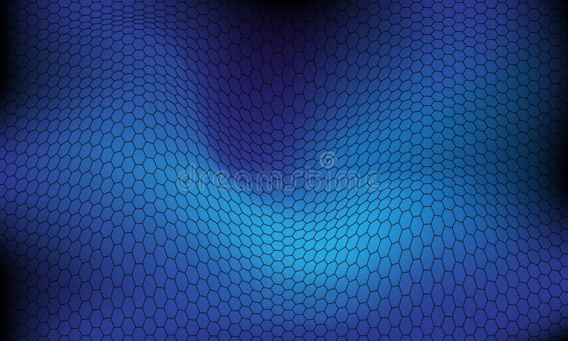 Abstract black line hexagon mesh wave on blue background texture vector illustration. Abstract black line hexagon mesh wave on blue background texture vector illustration.