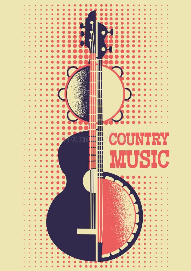 De achtergrond van de country muziekaffiche met muzikale instrumenten en Dec royalty-vrije illustratie De achtergrond van de country muziekaffiche met muzikale instrumenten en Dec royalty-vrije illustratie