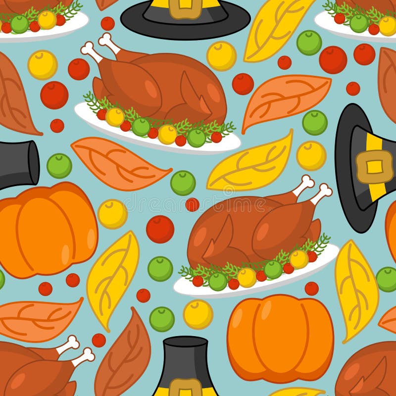De achtergrond van de dankzegging Geroosterd Turkije en verse pompoen Pilgr stock illustratie De achtergrond van de dankzegging Geroosterd Turkije en verse pompoen Pilgr stock illustratie
